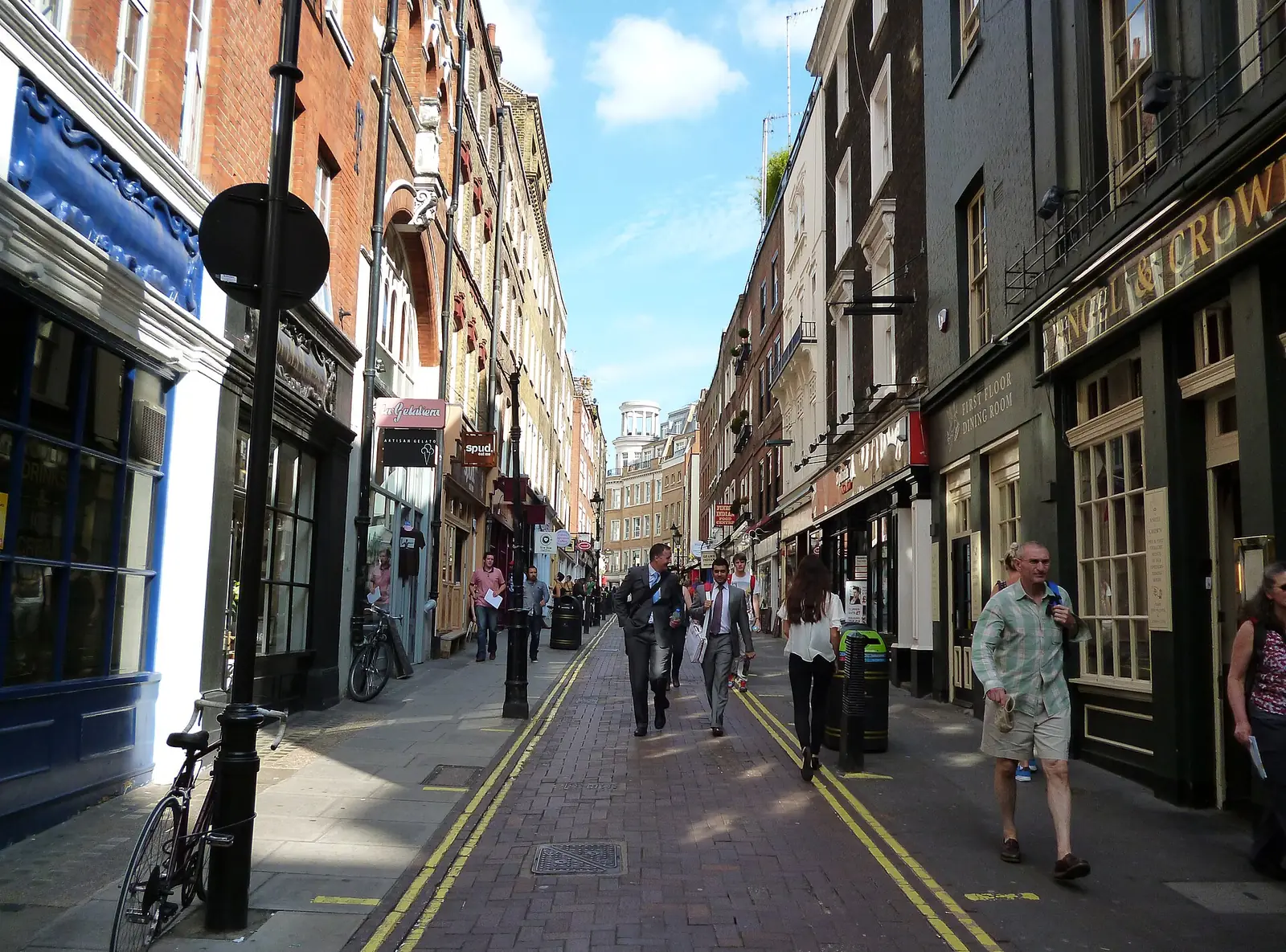 New Row in Covent Garden, a narrow pedestrian lane of shopfronts